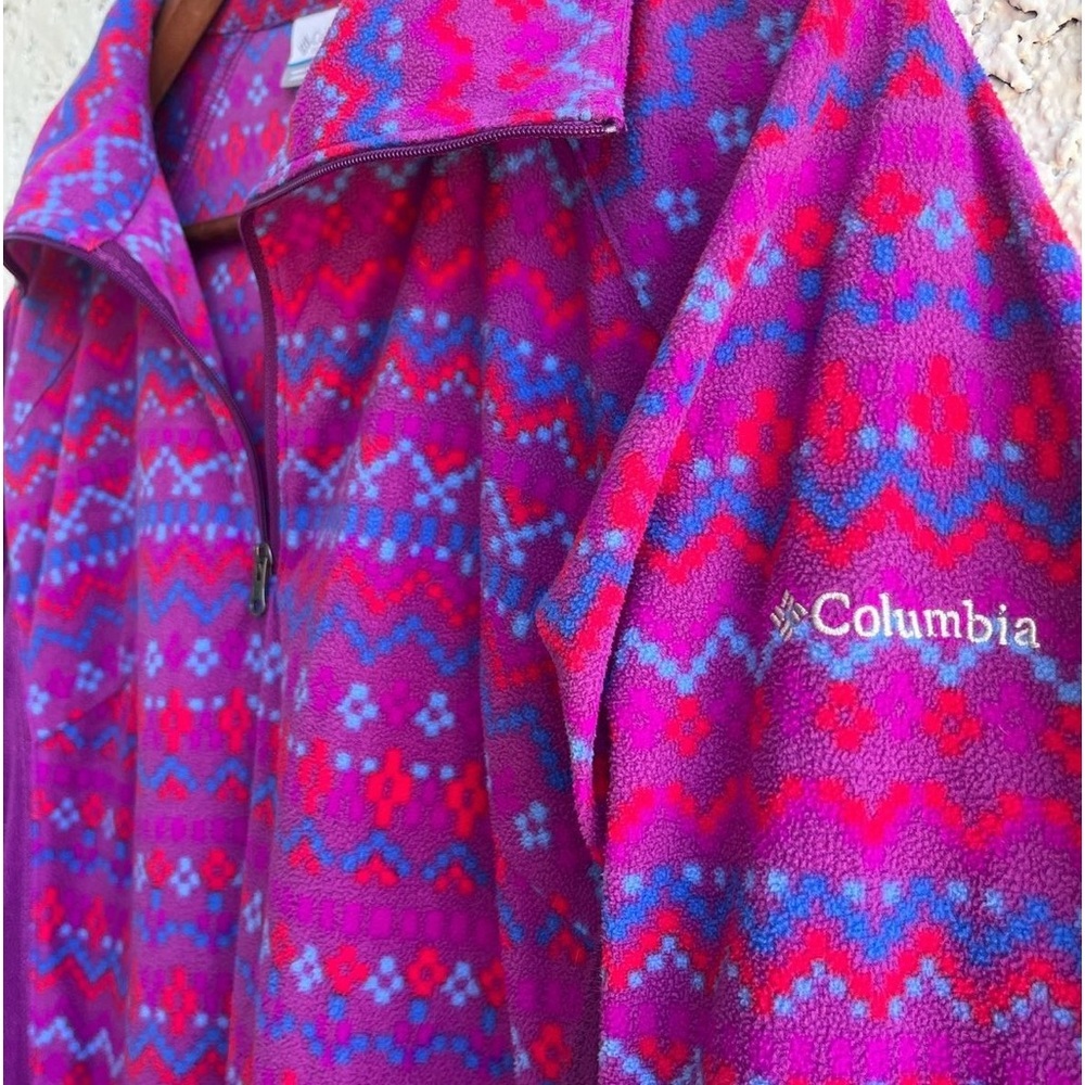 COLUMBIA Aztec Purple, Pink, Red Bright Fleece Quarter Zip Women’s Large - Picture 6 of 9